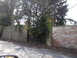 Oblique View of Mainsforth Hall South Entrance Gate, Piers and Gate April 2016